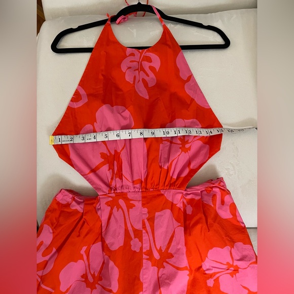 NWOT Staud Printed Halter Neck Georgia Rent The Runway Romper Pink Red Size 10 - Picture 12 of 16